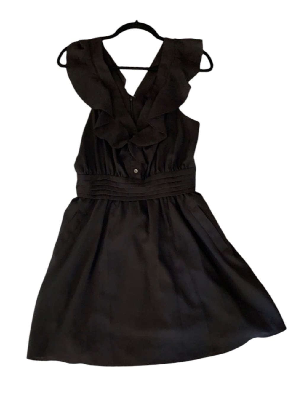 BCBGeneration Black Ruffly Babydoll Mini Dress Size 6